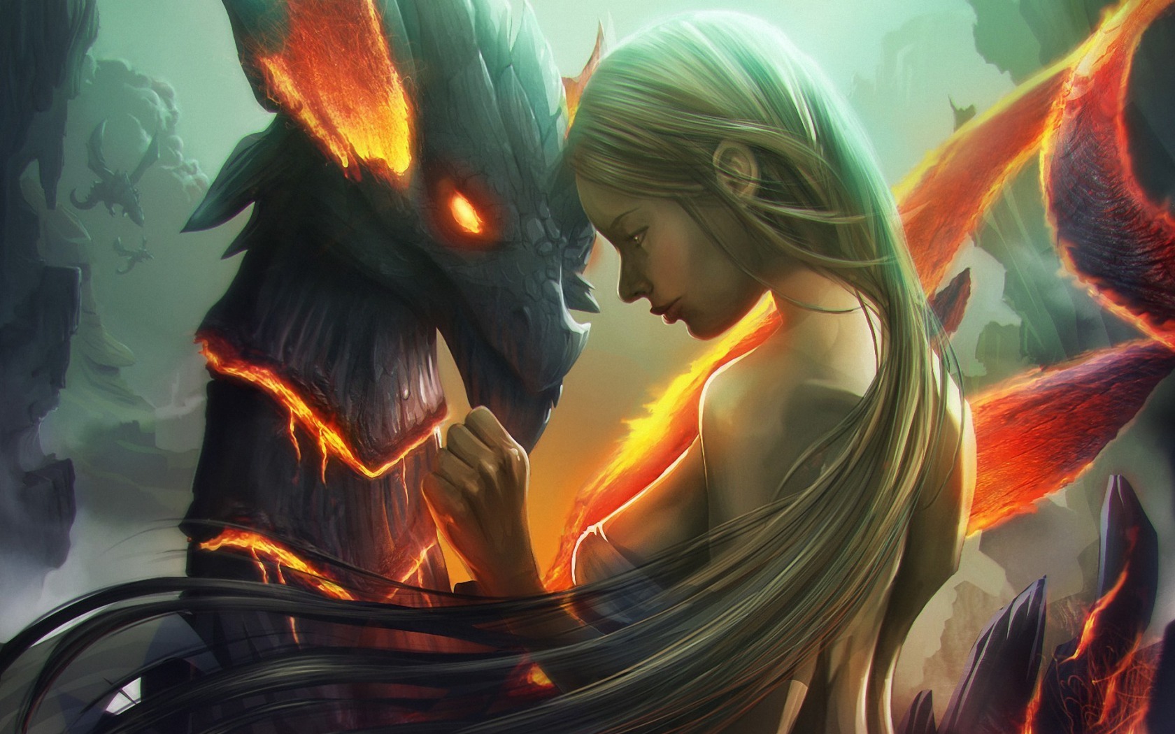 دختر و اژدهای آتش 